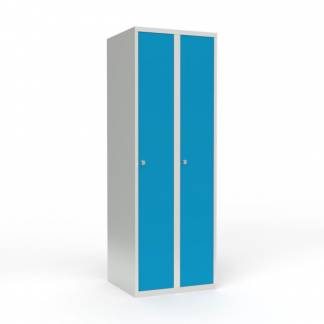 Skoleskab 2x300 Lige tag 1 rum i h&oslash;jden Lys bl&aring;  st&aring;ld&oslash;r Greb for h&aelig;ngel&aring;s