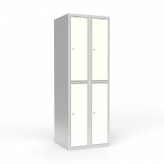 Skoleskab 2x300 Lige tag 2 rum i h&oslash;jden Hvid laminatd&oslash;r Cylinderl&aring;s