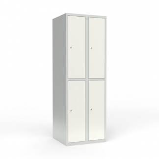 Skoleskab 2x300 Lige tag 2 rum i h&oslash;jden Hvid st&aring;ld&oslash;r Cylinderl&aring;s