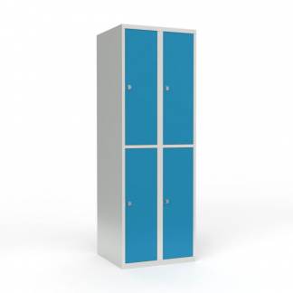 Skoleskab 2x300 Lige tag 2 rum i h&oslash;jden Lys bl&aring;  st&aring;ld&oslash;r Greb for h&aelig;ngel&aring;s