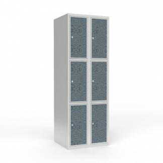 Skoleskab 2x300 Lige tag 3 rum i h&oslash;jden VirrVarr Black laminatd&oslash;r Cylinderl&aring;s