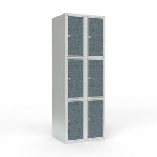 Skoleskab 2x300 Lige tag 3 rum i h&oslash;jden VirrVarr Black laminatd&oslash;r Greb for h&aelig;ngel&aring;s