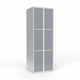 Skoleskab 2x300 Lige tag 3 rum i h&oslash;jden Gr&aring; st&aring;ld&oslash;r Greb for h&aelig;ngel&aring;s