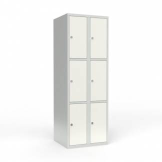 Skoleskab 2x300 Lige tag 3 rum i h&oslash;jden Hvid st&aring;ld&oslash;r Greb for h&aelig;ngel&aring;s