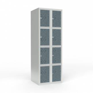 Skoleskab 2x300 Lige tag 4 rum i h&oslash;jden VirrVarr Black laminatd&oslash;r Greb for h&aelig;ngel&aring;s