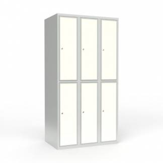 Skoleskab 3x300 Lige tag 2 rum i h&oslash;jden Hvid laminatd&oslash;r Cylinderl&aring;s