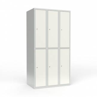 Skoleskab 3x300 Lige tag 2 rum i h&oslash;jden Hvid st&aring;ld&oslash;r Cylinderl&aring;s