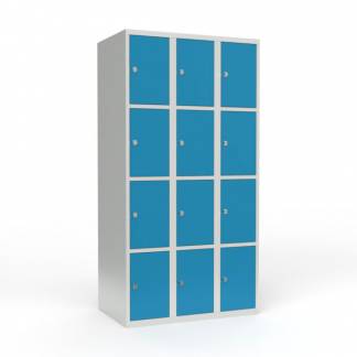 Skoleskab 3x300 Lige tag 4 rum i h&oslash;jden Lys bl&aring;  st&aring;ld&oslash;r Greb for h&aelig;ngel&aring;s