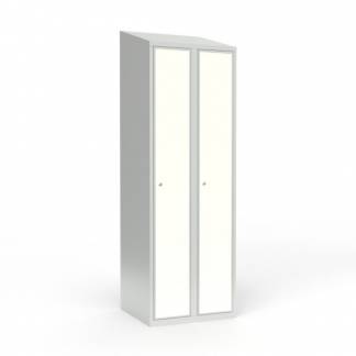 Skoleskab 2x300 Skr&aring;t tag 1 rum i h&oslash;jden Hvid laminatd&oslash;r Cylinderl&aring;s