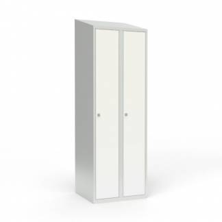 Skoleskab 2x300 Skr&aring;t tag 1 rum i h&oslash;jden Hvid st&aring;ld&oslash;r Greb for h&aelig;ngel&aring;s