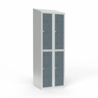 Skoleskab 2x300 Skr&aring;t tag 2 rum i h&oslash;jden VirrVarr Black laminatd&oslash;r Greb for h&aelig;ngel&aring;s