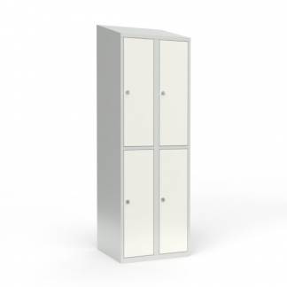 Skoleskab 2x300 Skr&aring;t tag 2 rum i h&oslash;jden Hvid st&aring;ld&oslash;r Greb for h&aelig;ngel&aring;s