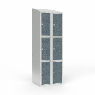 Skoleskab 2x300 Skr&aring;t tag 3 rum i h&oslash;jden VirrVarr Black laminatd&oslash;r Greb for h&aelig;ngel&aring;s