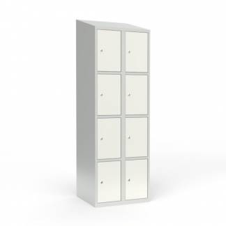 Skoleskab 2x300 Skr&aring;t tag 4 rum i h&oslash;jden Hvid st&aring;ld&oslash;r Cylinderl&aring;s