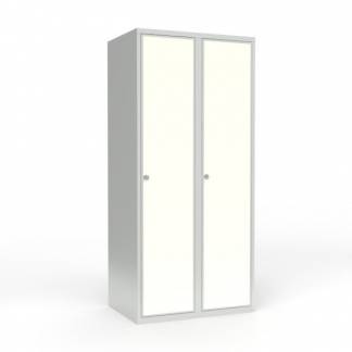 Skoleskab 2x400 Lige tag 1 rum i h&oslash;jden Hvid laminatd&oslash;r Greb for h&aelig;ngel&aring;s