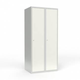 Skoleskab 2x400 Lige tag 1 rum i h&oslash;jden Hvid st&aring;ld&oslash;r Cylinderl&aring;s