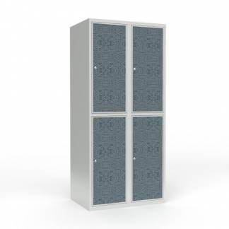 Skoleskab 2x400 Lige tag 2 rum i h&oslash;jden VirrVarr Black laminatd&oslash;r Cylinderl&aring;s