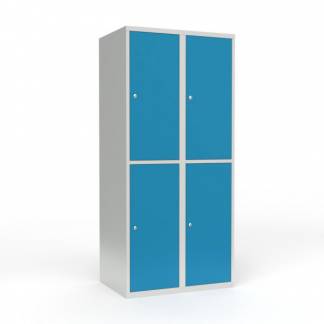 Skoleskab 2x400 Lige tag 2 rum i h&oslash;jden Lys bl&aring;  st&aring;ld&oslash;r Cylinderl&aring;s