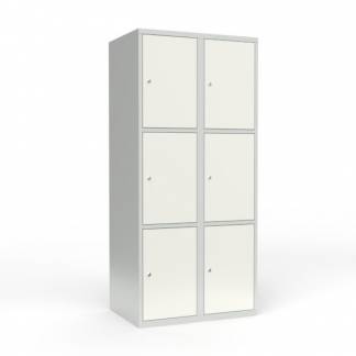 Skoleskab 2x400 Lige tag 3 rum i h&oslash;jden Hvid st&aring;ld&oslash;r Cylinderl&aring;s