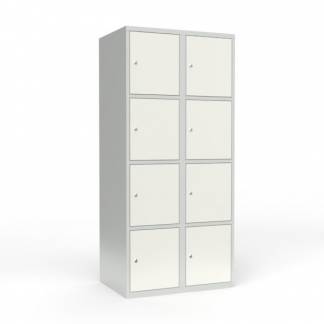 Skoleskab 2x400 Lige tag 4 rum i h&oslash;jden Hvid st&aring;ld&oslash;r Cylinderl&aring;s