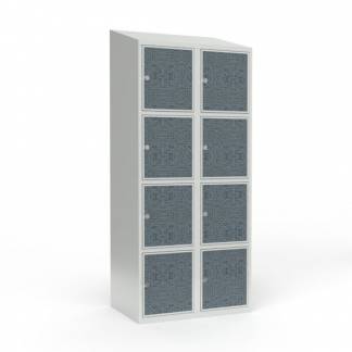 Skoleskab 2x400 Skr&aring;t tag 4 rum i h&oslash;jden VirrVarr Black laminatd&oslash;r Greb for h&aelig;ngel&aring;s