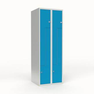 Skoleskab 2x300 Lige tag, Z-d&oslash;r Lys bl&aring; st&aring;ld&oslash;r Greb for h&aelig;ngel&aring;s