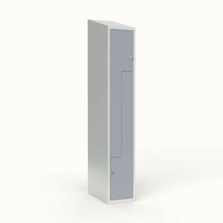 Skoleskab 1x300 Skr&aring;t tag, Z-d&oslash;r Gr&aring; st&aring;ld&oslash;r Greb for h&aelig;ngel&aring;s