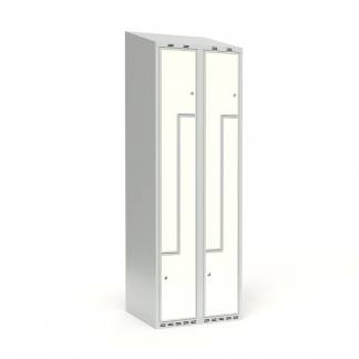Skoleskab 2x300 Skråt tag, Z-dør Hvid laminatdør Cylinderlås