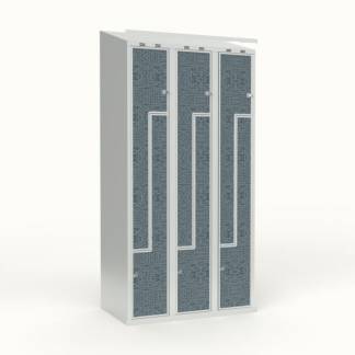 Skoleskab 3x300 Skråt tag, Z-dør VirrVarr Black laminatdør Greb for hængelås