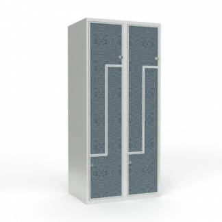 Skoleskab 2x400 Lige tag, Z-d&oslash;r VirrVarr Black laminatd&oslash;r Greb for h&aelig;ngel&aring;s