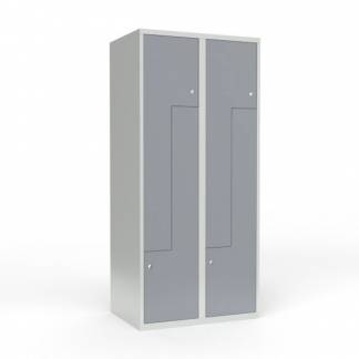 Skoleskab 2x400 Lige tag, Z-d&oslash;r Gr&aring; st&aring;ld&oslash;r Cylinderl&aring;s