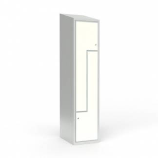 Skoleskab 1x400 Skr&aring;t tag, Z-d&oslash;r Hvid laminatd&oslash;r Cylinderl&aring;s