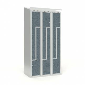 Skoleskab 3x300 Skr&aring;t tag, Z-d&oslash;r VirrVarr Black laminatd&oslash;r Cylinderl&aring;s