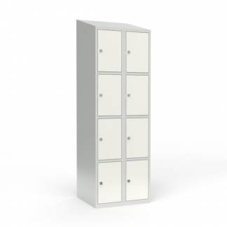 Skoleskab 2x300 Skr&aring;t tag 4 rum i h&oslash;jden Hvid st&aring;ld&oslash;r Greb for h&aelig;ngel&aring;s