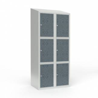 Skoleskab 2x400 Skr&aring;t tag 3 rum i h&oslash;jden VirrVarr Black laminatd&oslash;r Cylinderl&aring;s