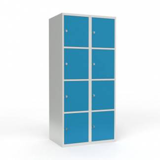 Skoleskab 2x400 Lige tag 4 rum i h&oslash;jden Lys bl&aring;  st&aring;ld&oslash;r Greb for h&aelig;ngel&aring;s