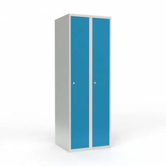 Skoleskab 2x300 Lige tag 1 rum i h&oslash;jden Lys bl&aring;  st&aring;ld&oslash;r Cylinderl&aring;s