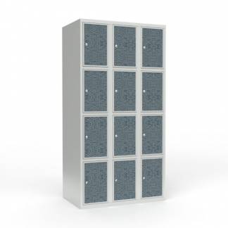 Skoleskab 3x300 Lige tag 4 rum i h&oslash;jden VirrVarr Black laminatd&oslash;r Cylinderl&aring;s