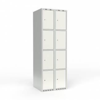 Skoleskab 2x300 Lige tag 4 rum i h&oslash;jden Hvid st&aring;ld&oslash;r Cylinderl&aring;s