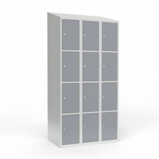 Skoleskab 3x300 Skr&aring;t tag 4 rum i h&oslash;jden Gr&aring; st&aring;ld&oslash;r Cylinderl&aring;s