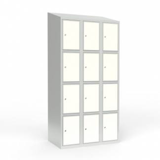 Skoleskab 3x300 Skr&aring;t tag 4 rum i h&oslash;jden Hvid laminatd&oslash;r Cylinderl&aring;s