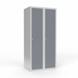 Skoleskab 2x400 Lige tag 1 rum i h&oslash;jden Lys gr&aring; laminatd&oslash;r Cylinderl&aring;s