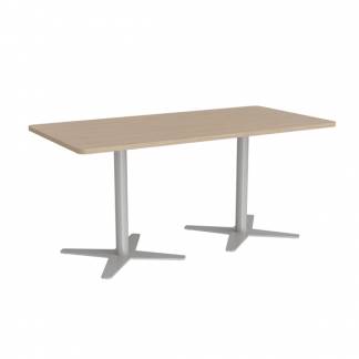 Mødebord DNA, Lys eg 1600x800 mm rektangulær, Alugråt understel