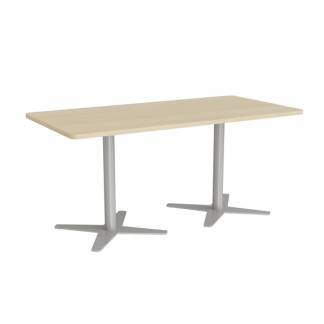 Mødebord DNA, Birk 1600x800 mm rektangulær, Alugråt understel