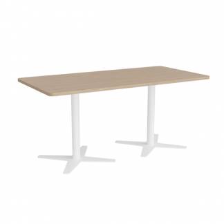Mødebord DNA, Lys eg 1600x800 mm rektangulær, Hvidt understel