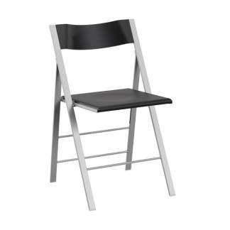 Klapstol Mini sort med alugr&aring; stoleben, 2-pak