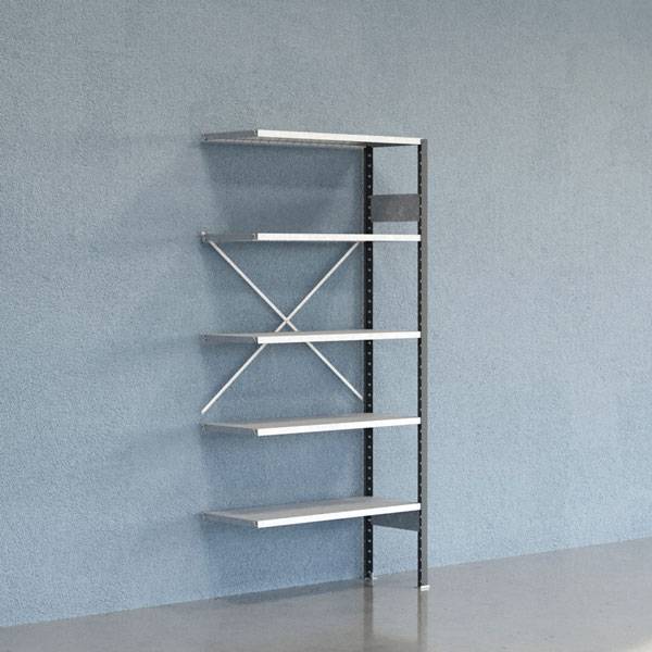 Lagerreol V06 F&oslash;lgesektion 2100x400 mm &Aring;ben / Galv