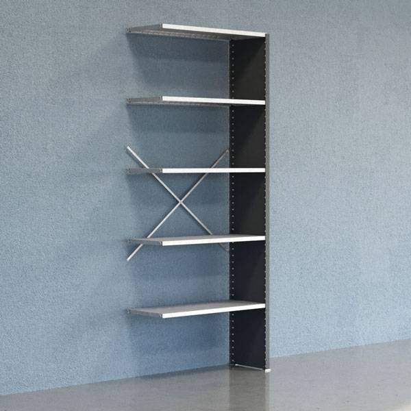Lagerreol V06 F&oslash;lgesektion 2500x400 mm Lukket / Galv