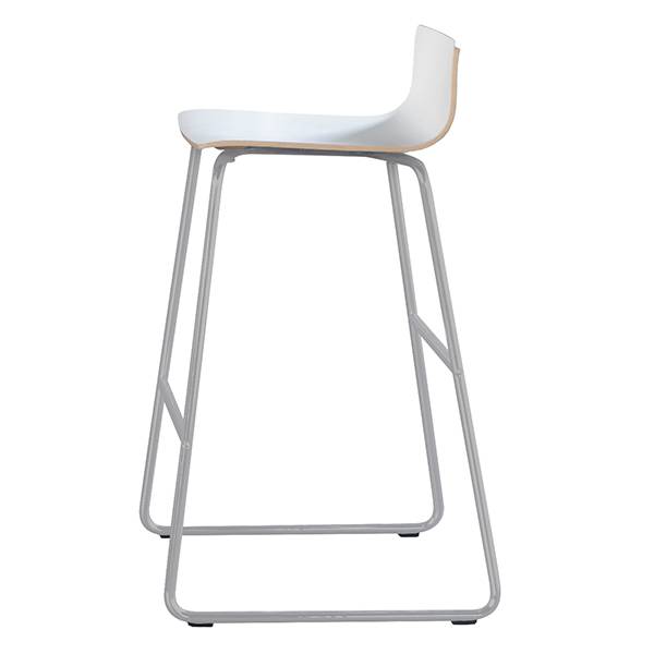 Barstol Cafe VII hvid laminat p&aring; alugr&aring; stolben