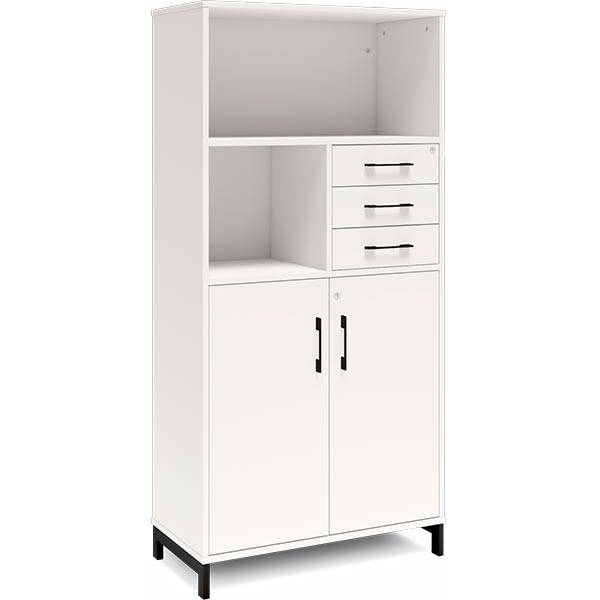 Kontorskab DNA, 800x1660 mm, Hvid/Sort, skuffemodul 4A4/2A4